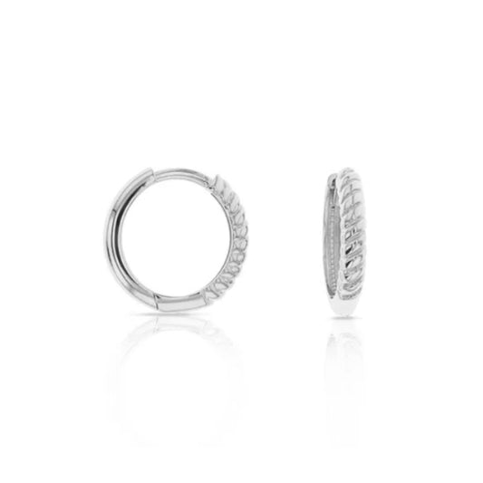 9ct White Gold Rope Look Huggie Earrings