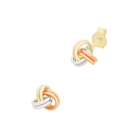 9ct Three Tone Gold Stud Earrings